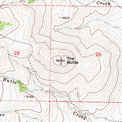 Topographic Map of The Butte, OR