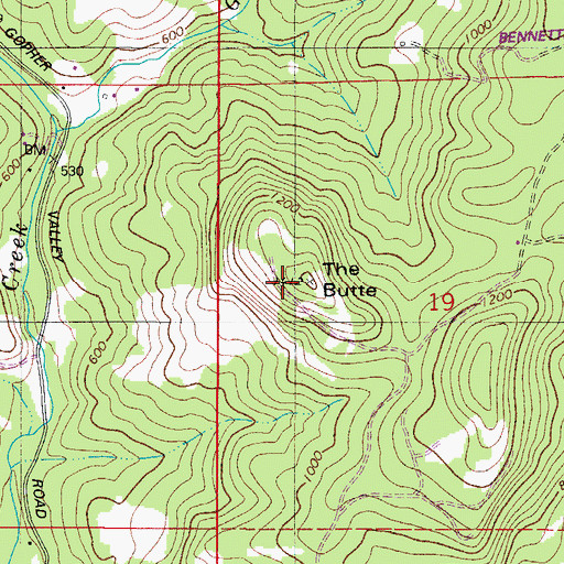 Topographic Map of The Butte, OR