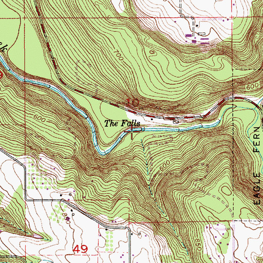 Topographic Map of The Falls, OR