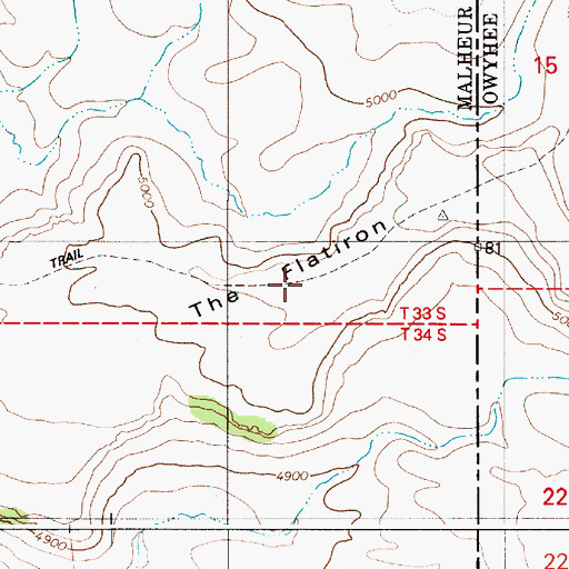 Topographic Map of The Flatiron, OR