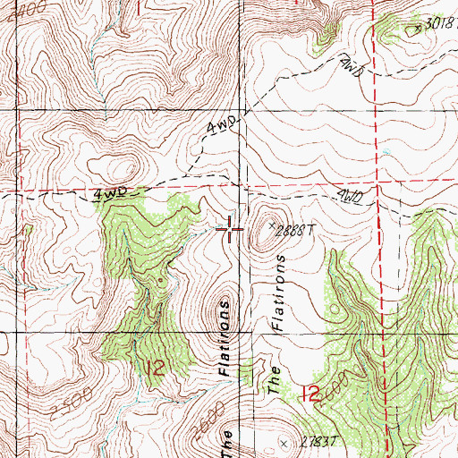 Topographic Map of The Flatirons, OR