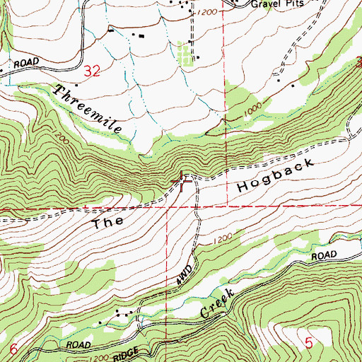 Topographic Map of The Hogback, OR