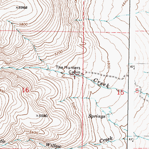 Topographic Map of The Hunters Cabin, OR