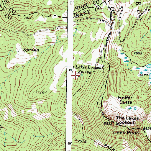 Topographic Map of The Lakes Lookout Spring, OR