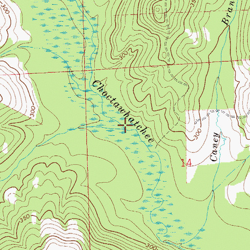 Topographic Map of Bordshaw Branch, AL