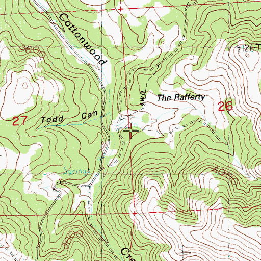 Topographic Map of The Rafferty, OR