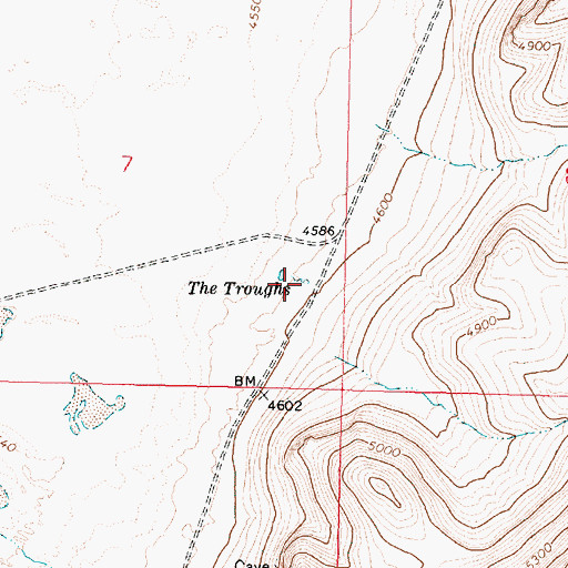 Topographic Map of The Troughs, OR