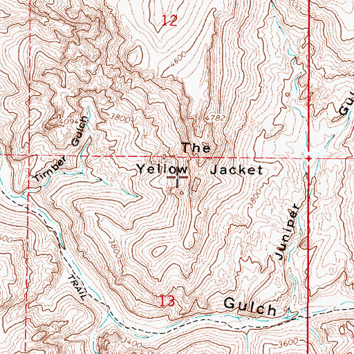 Topographic Map of The Yellow Jacket, OR