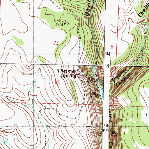 Topographic Map of Theimer Spring, OR