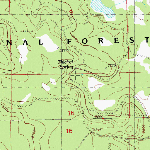 Topographic Map of Thicket Spring, OR