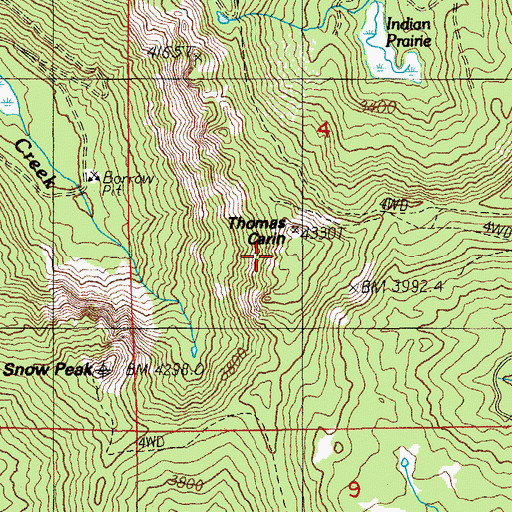 Topographic Map of Thomas Cairn, OR