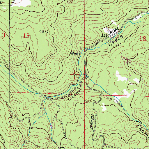 Topographic Map of Thomas Creek, OR