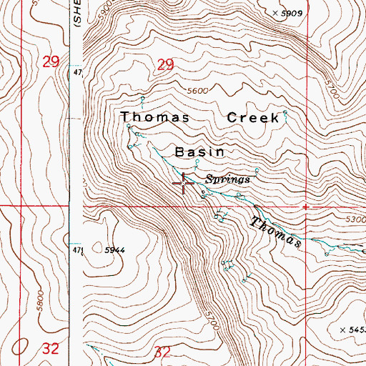 Topographic Map of Thomas Creek Basin, OR