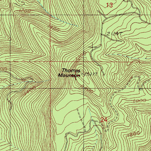 Topographic Map of Thomas Mountain, OR