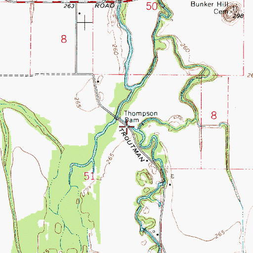 Topographic Map of Thompson Dam, OR