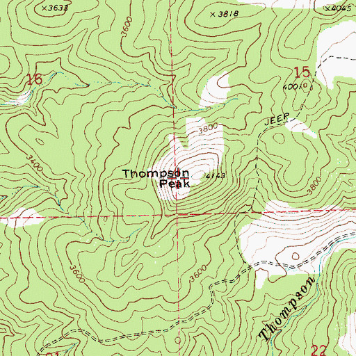 Topographic Map of Thompson Peak, OR