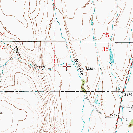 Topographic Map of Thorn Creek, OR