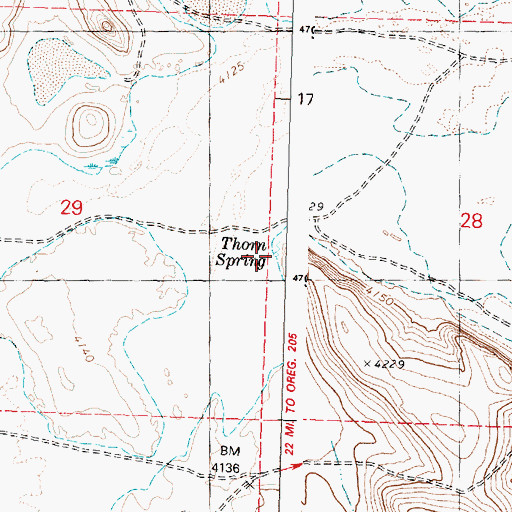 Topographic Map of Thorn Spring, OR