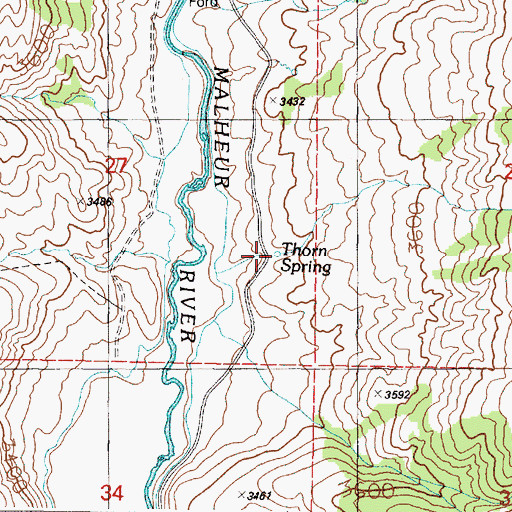 Topographic Map of Thorn Spring, OR