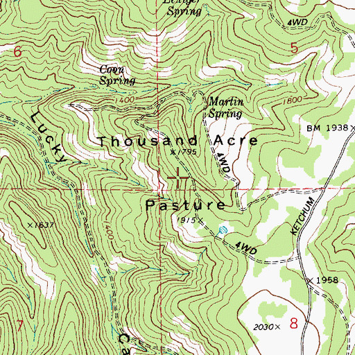 Topographic Map of Thousand Acre Pasture, OR