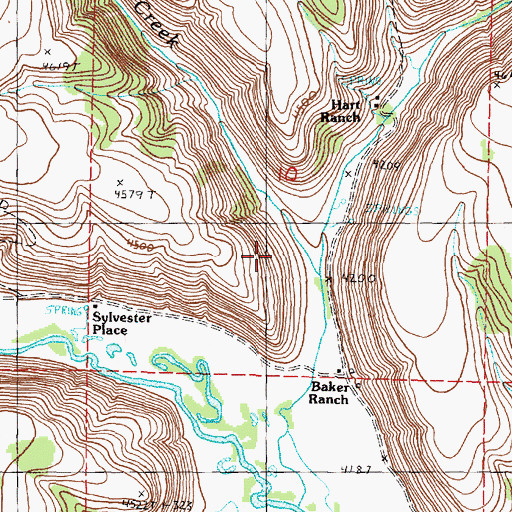 Topographic Map of Thousand Springs Creek, OR