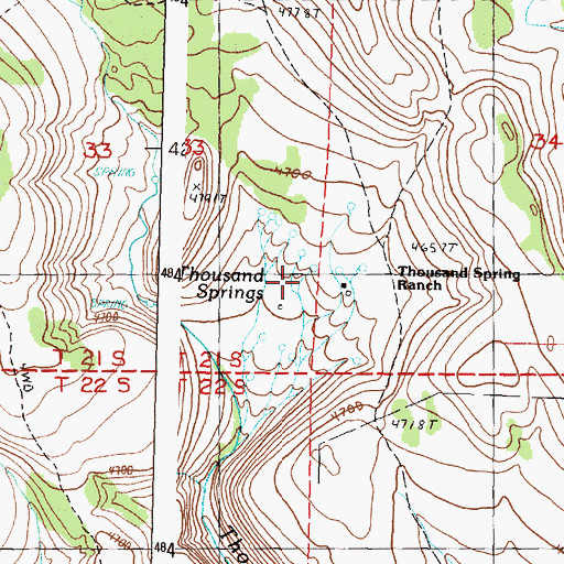 Topographic Map of Thousand Springs Ranch, OR