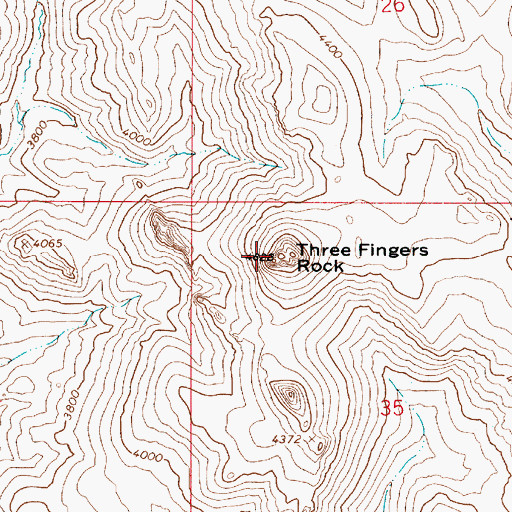 Topographic Map of Three Fingers Rock, OR