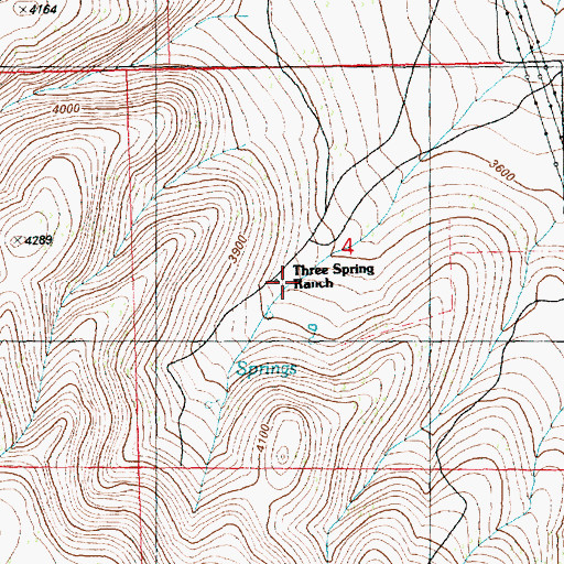 Topographic Map of Three Spring Ranch, OR