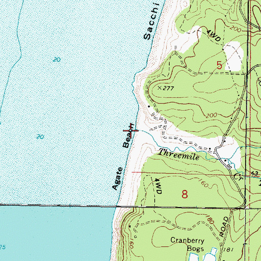 Topographic Map of Threemile Creek, OR