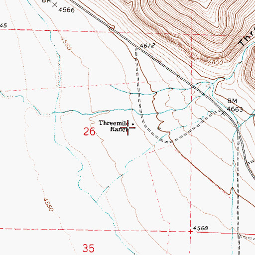 Topographic Map of Threemile Ranch, OR