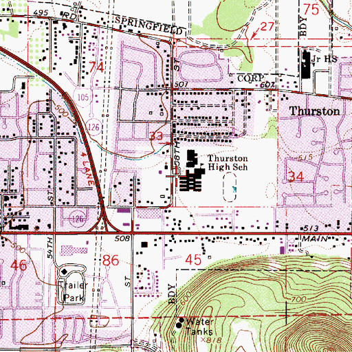 Topographic Map of Thurston High School, OR