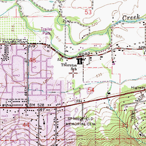 Topographic Map of Thurston Elementary School, OR