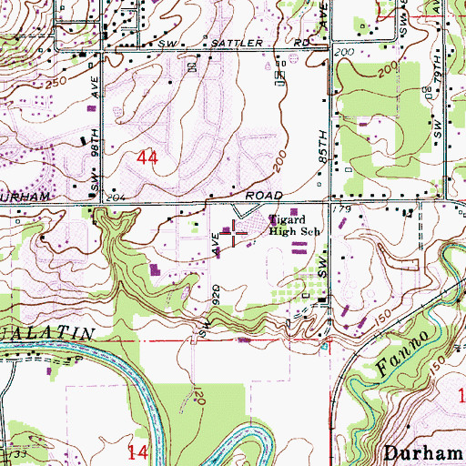 Topographic Map of Tigard High School, OR