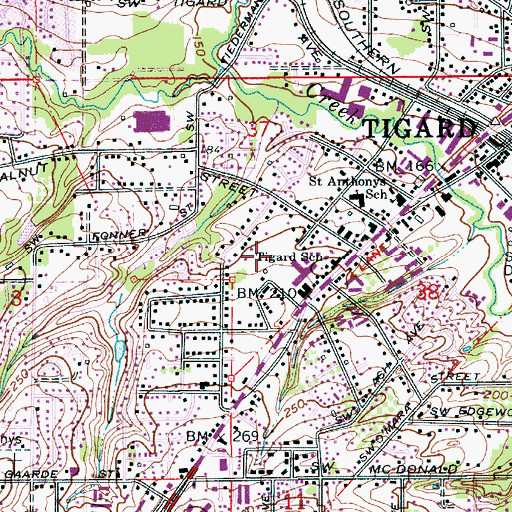 Topographic Map of Charles F Tigard Elementary School, OR