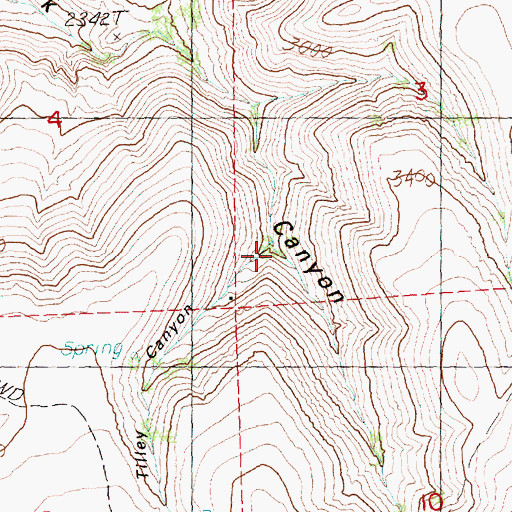 Topographic Map of Tilley Canyon, OR