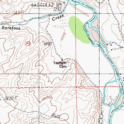 Topographic Map of Tillotson Cemetery, OR