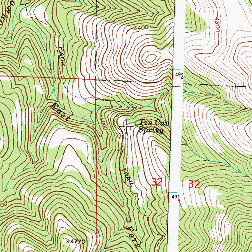 Topographic Map of Tin Cup Spring, OR