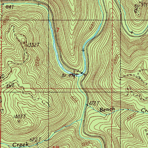 Topographic Map of Tioga Creek, OR