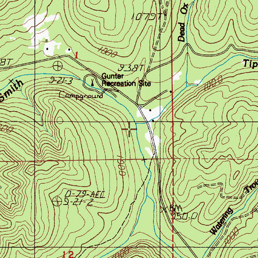Topographic Map of Tip Davis Creek, OR