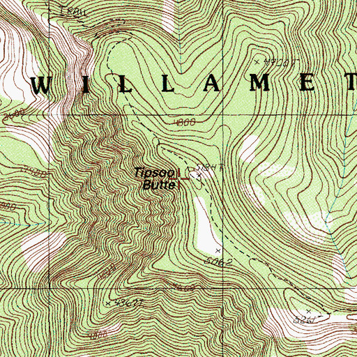 Topographic Map of Tipsoo Butte, OR