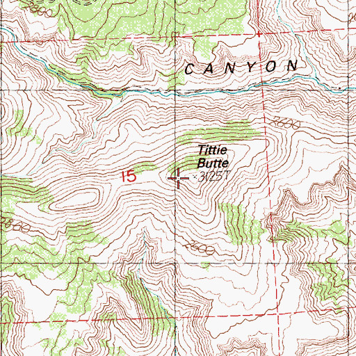 Topographic Map of Tittie Butte, OR
