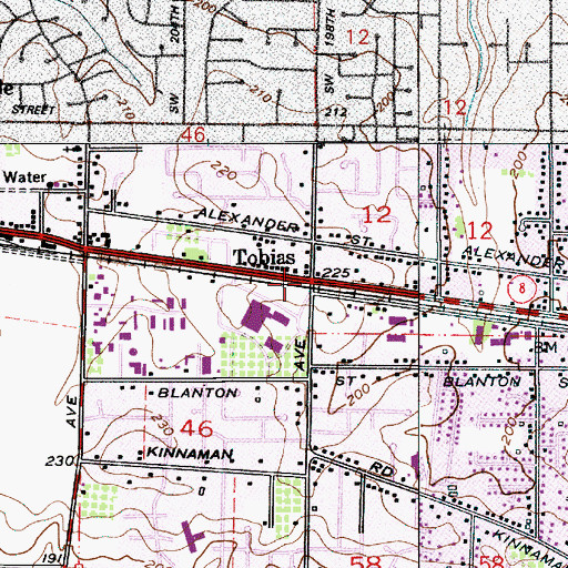 Topographic Map of Tobias, OR