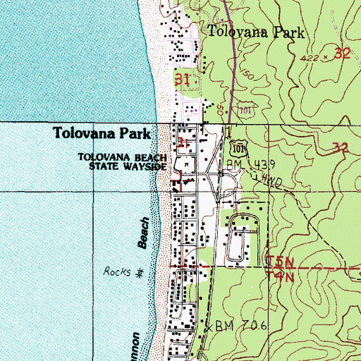 Topographic Map of Tolovana Park, OR