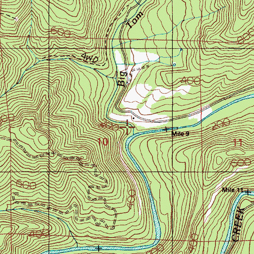 Topographic Map of Big Tom Folley Creek, OR