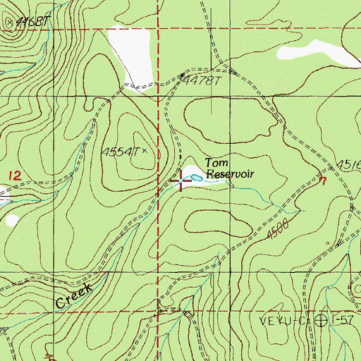 Topographic Map of Tom Reservoir, OR