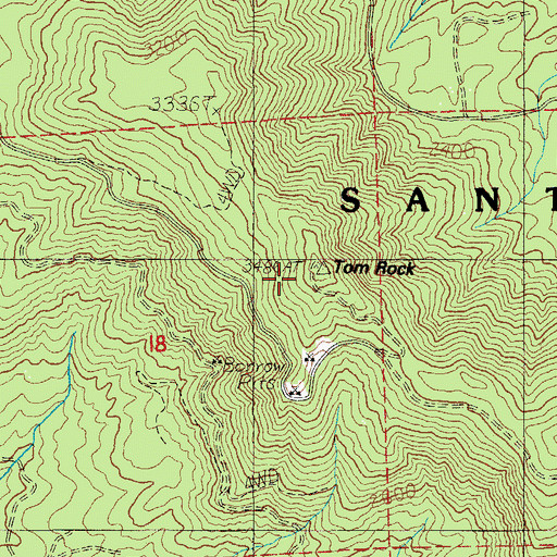 Topographic Map of Tom Rock, OR