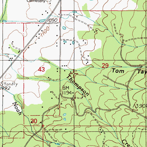 Topographic Map of Tom Taylor Canyon, OR