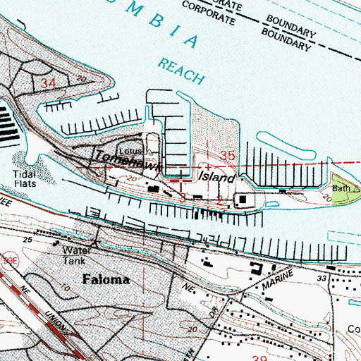 Topographic Map of Tomahawk Island, OR