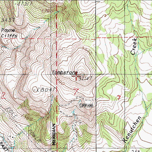 Topographic Map of Tombstone, OR
