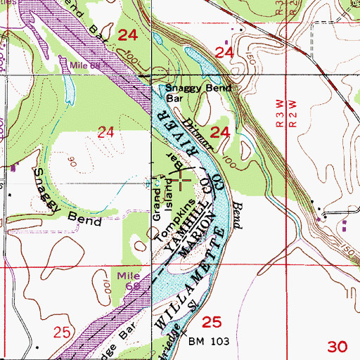 Topographic Map of Tompkins Bar, OR